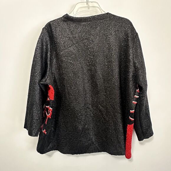 Chicos Travelers Abstract Jacket Chinese Red 2 Large Hook Eye Closure Party NEW - Picture 11 of 11